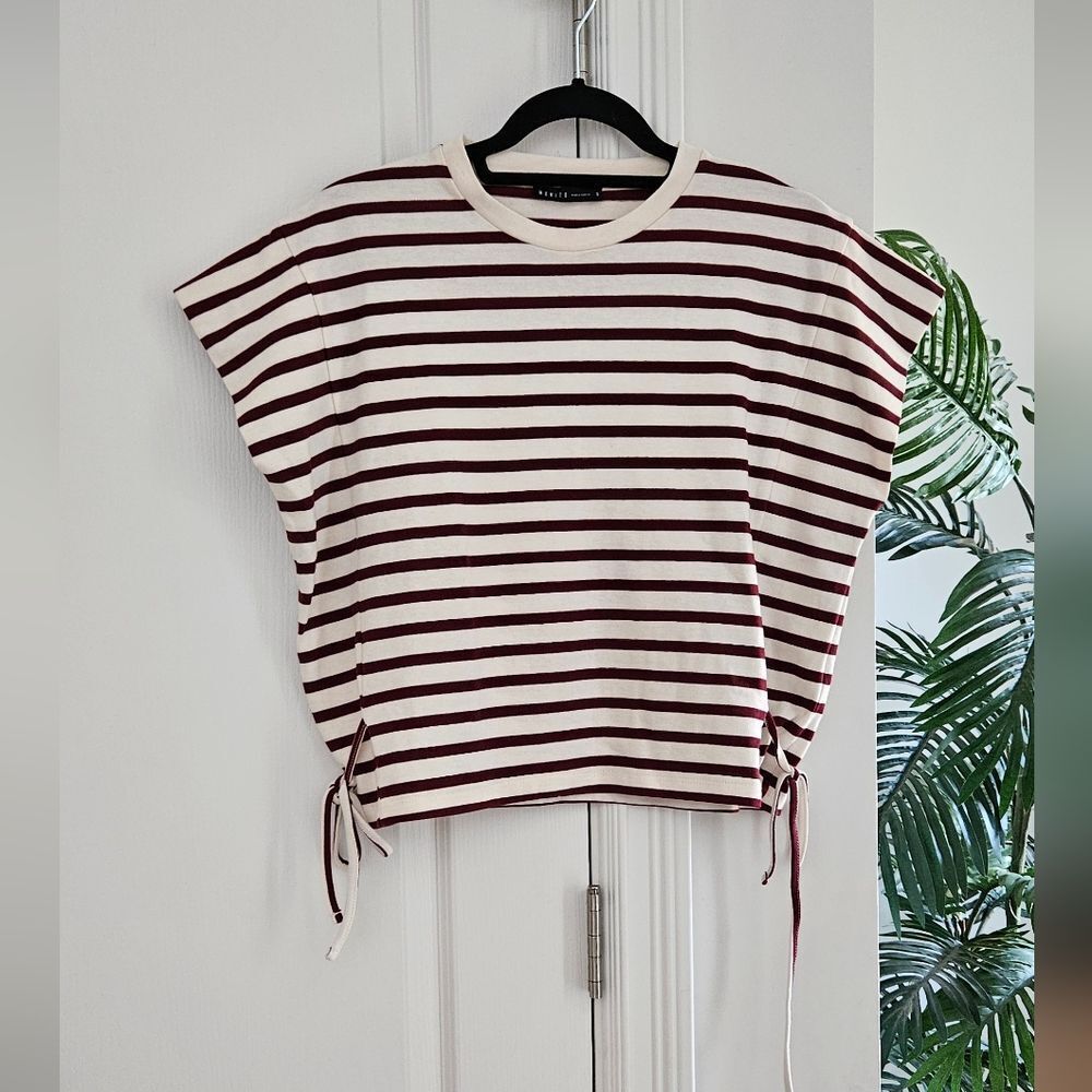 Reserved Striped Maroon and White Women's Top